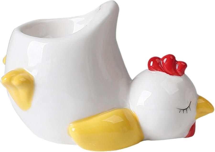 Eierdopjes Set Eierhouders Bekers Ontbijt Keuken Keramiek Kip Eend 11cm 10cm Blauwgroen