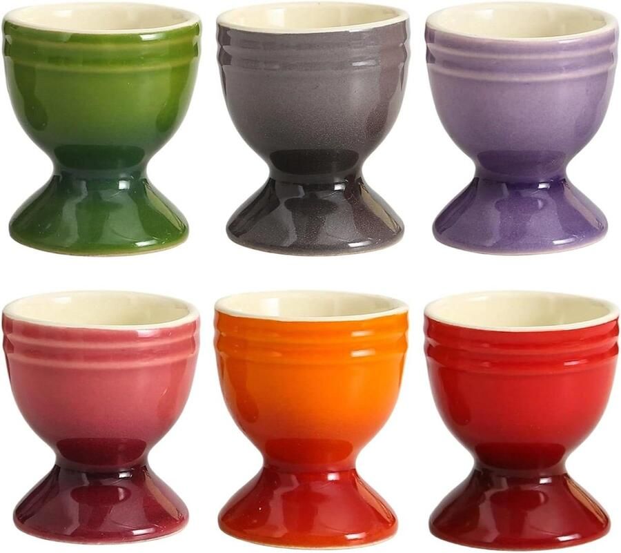 Eierdopjes Set Eierhouders Keramiek Ontbijt Serveren Antislip Bodem 65 x 2 cm Gekleurd