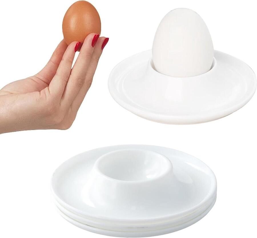 Eierdopjes Set Eierhouders Keramiek Ontbijt Serveren Stabiele Grip 4 stuks Wit