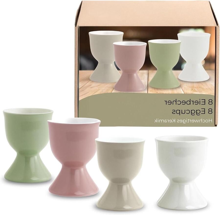 Eierdopjes Set Eierhouders Keramiek Ontbijt Tafel Decoratie Vaatwasmachinebestendig 8 Stuks Verschillende Kleuren