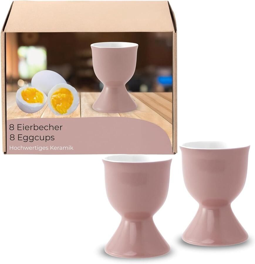 Eierdopjes Set Eierhouders Keramiek Ontbijt Tafel Presentatie Vaatwasmachinebestendig Materiaal Diameter 5cm Hoogte 7cm Oudroze