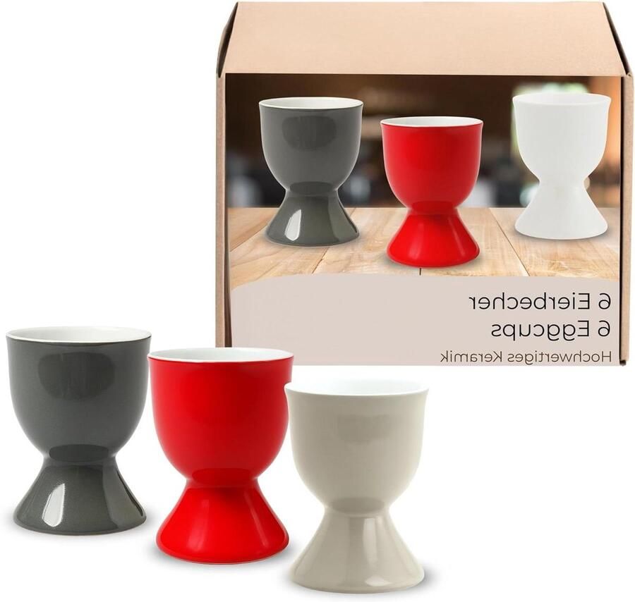 Eierdopjes Set Eierhouders Keramiek Ontbijt Tafel Vaatwasmachinebestendig 6 stuks Mix Donker
