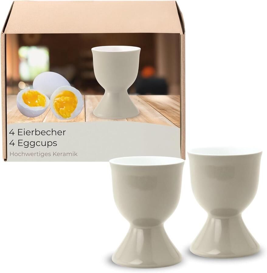 Eierdopjes Set Eierhouders Keramiek Ontbijttafel Aankleden Vaatwasmachinebestendig Diameter 5x7cm Taupe