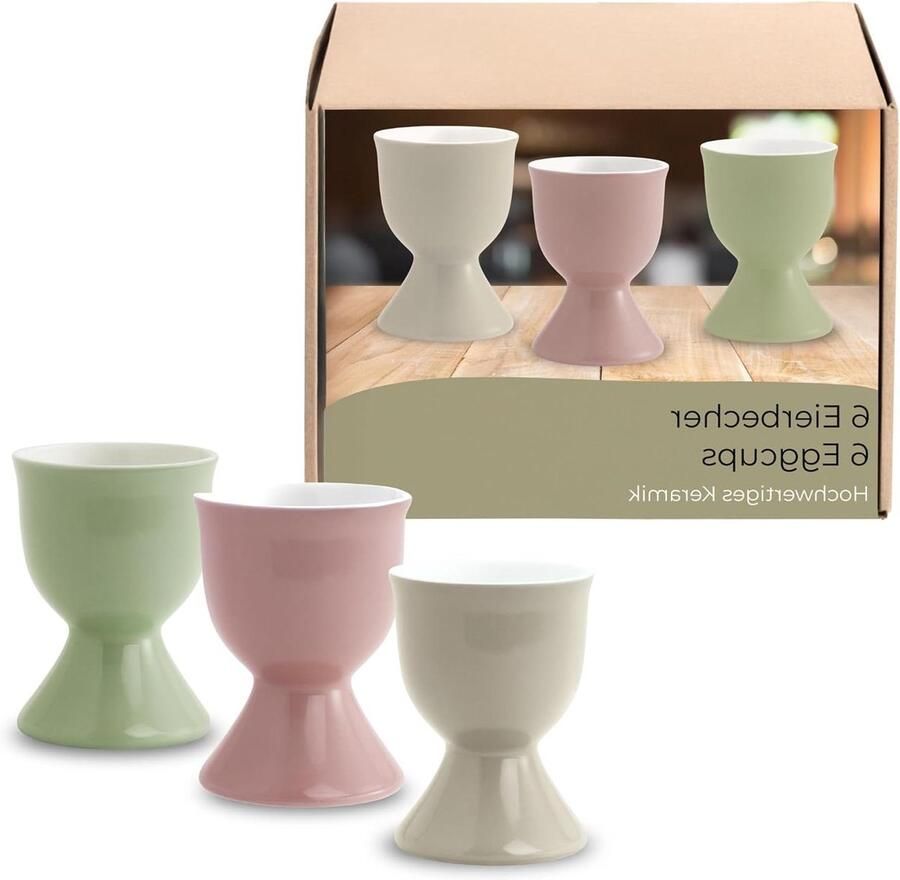 Eierdopjes Set Eierhouders Keramiek Ontbijttafel Presentatie Vaatwasmachinebestendig 5x7 cm Helder Kleurenmix