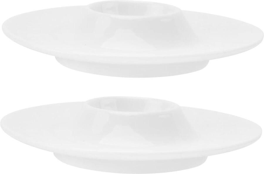 Eierdopjes Set Eierhouders Keuken Ontbijt Serveren Verhoogde Rand 10 x 10 x 2.5 cm Wit