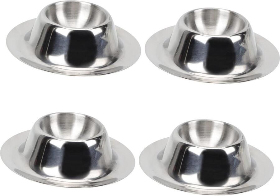 Eierdopjes Set Eierhouders Keuken Ontbijt Serveren Voorkomt Rollen 8.5 x 8.5 cm Zilver