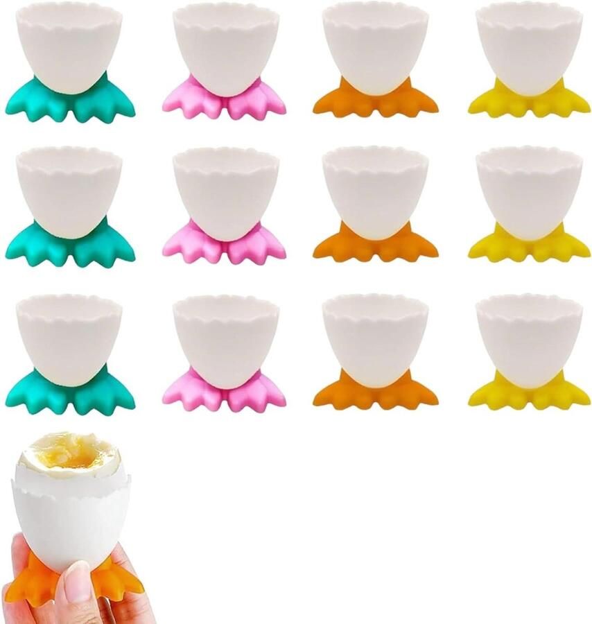 Eierdopjes Set Eierhouders Kippenpoot Ontbijt Serveren Speels Kippenpoot Design 12 Stuks 4 Kleuren