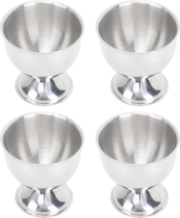 Eierdopjes Set Eierhouders Koken en Stomen Hoge Temperatuurbestendig 4 Stuks Zilver