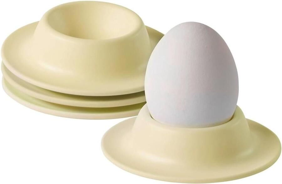 Eierdopjes Set Eierhouders Ontbijt Serveren Duurzaam Melamine 4 stuks Mat Geel