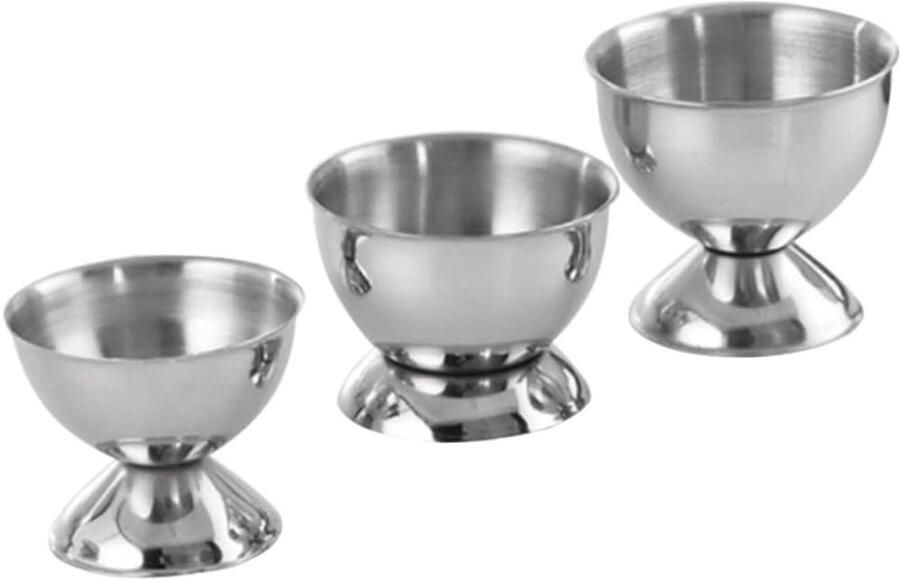 Eierdopjes Set Eierhouders Ontbijt Serveren Modern Design 3 Stuks Zilverkleurig