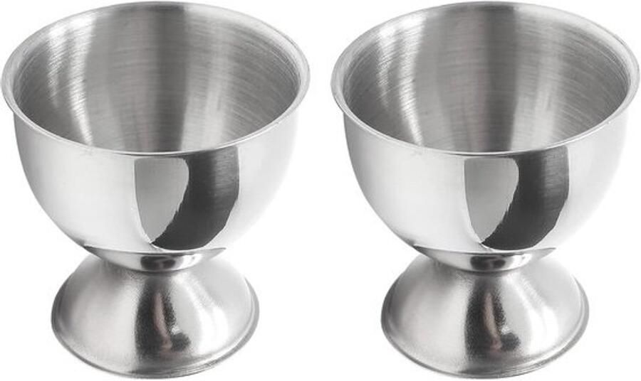 Eierdopjes Set Eierhouders Ontbijt Serveren Roestvrij Staal 46mm x 48mm Zilver