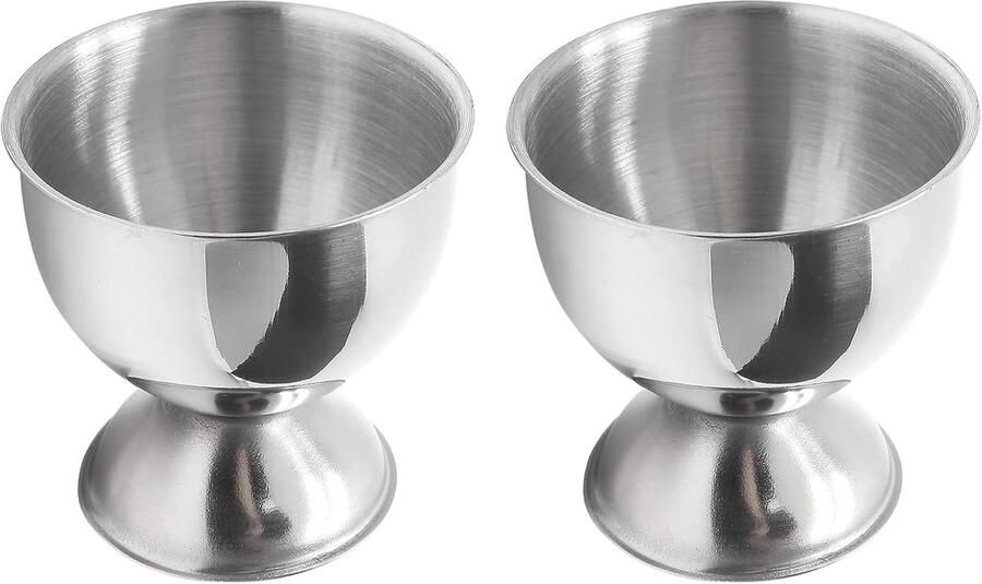 Eierdopjes Set Eierhouders Ontbijt Serveren Roestvrij Staal 46mm x 48mm Zilver