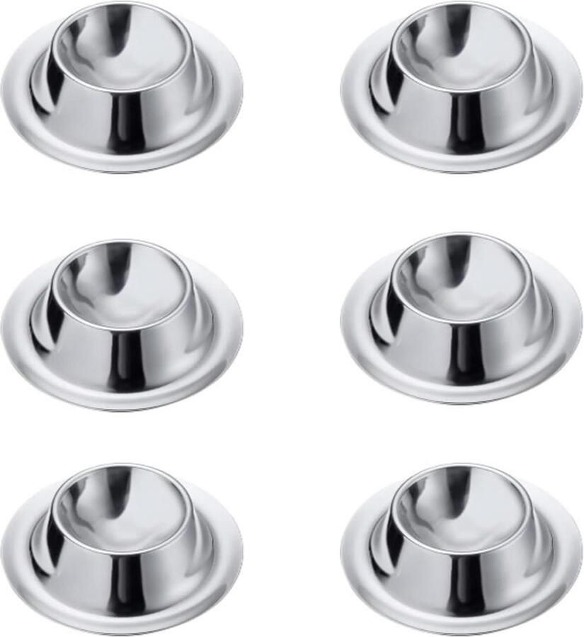 Eierdopjes Set Eierhouders Ontbijt Serveren Roestvrij Staal 8.5 cm Diameter Zilver