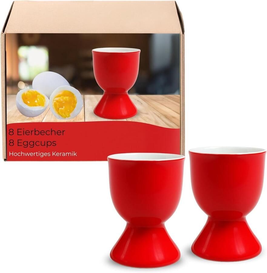Eierdopjes set Eierhouders Ontbijt tafel Vaatwasmachinebestendig Diameter 5cm Rood