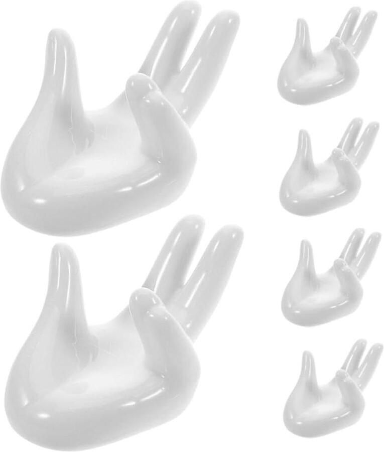 Eierdopjes Set Eierhouders Ontbijt Tafeldecoratie Handvorm Design 6 Stuks Wit