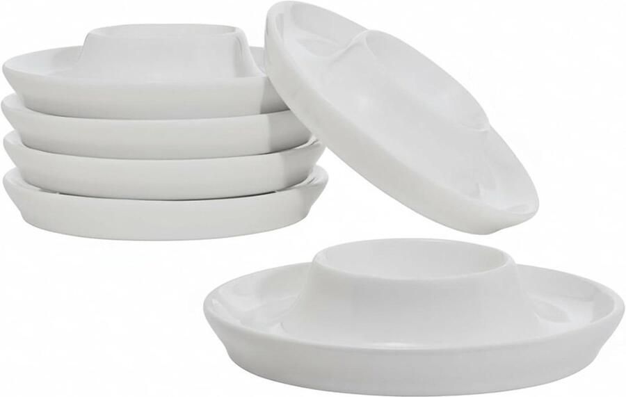 Eierdopjes Set Eierhouders Ontbijttafel Glad Keramiek 6 Stuks Wit