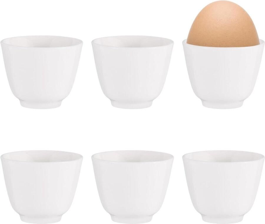 Eierdopjes Set Eierhouders Porselein Ontbijt Serveren Stapelbaar Ontwerp 5 x 43 cm Wit