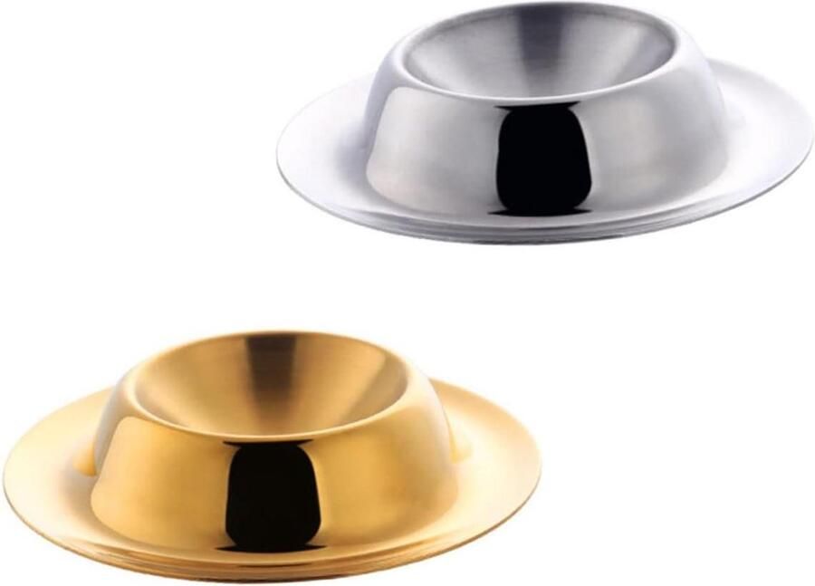 Eierdopjes Set Eierhouders RVS Ontbijt Serveren Vaatwasserbestendig 2 Stuks Zilver