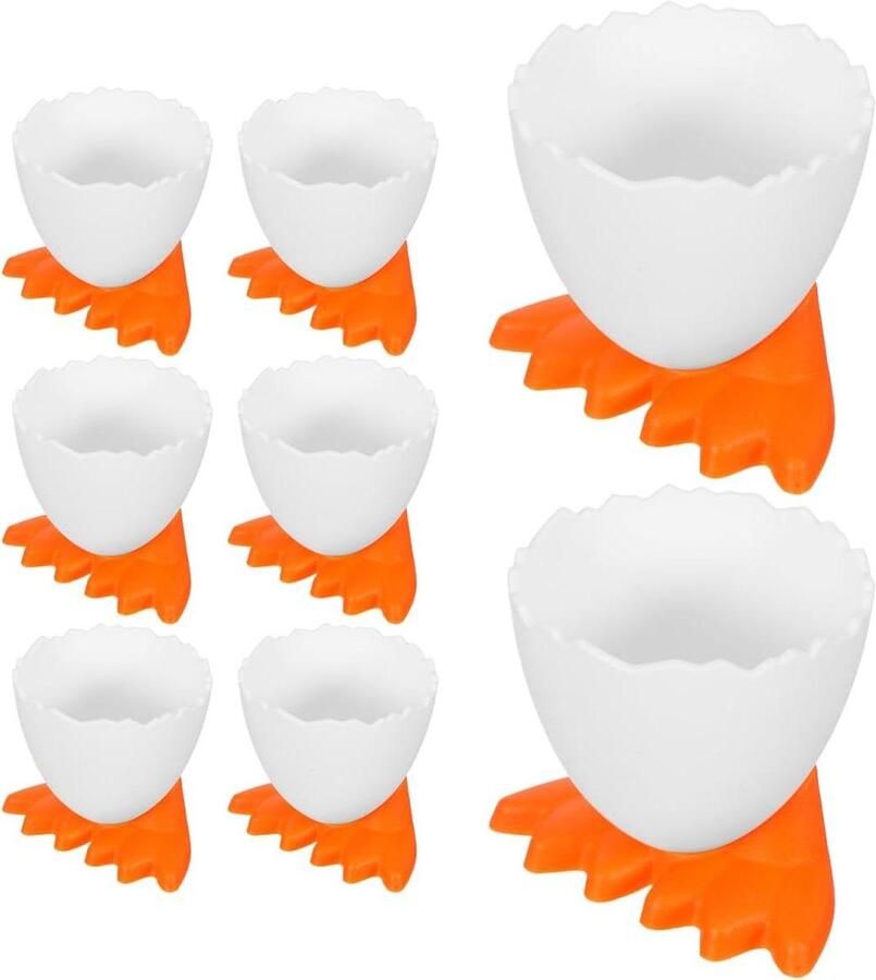 Eierdopjes Set Grappige Houders Ontbijt Decoratie Stabiel Antislip Design 8 Stuks Oranje