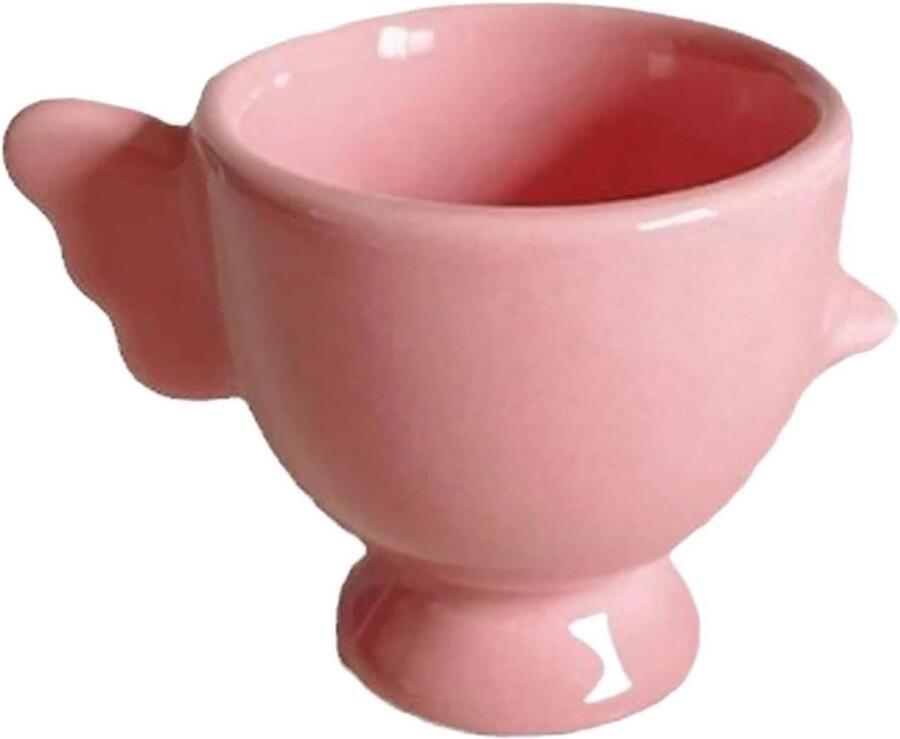 Eierdopjes Set Houder Gekookt Ei Ontbijt Serveren Verhoogde Basis 5.3 cm Lengte Roze