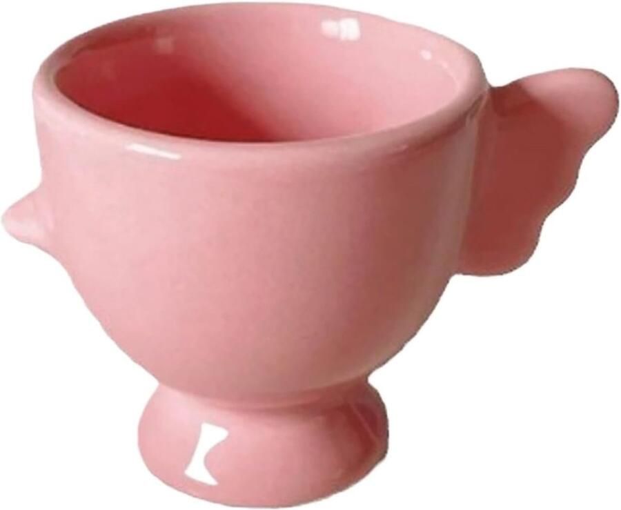 Eierdopjes Set Keramiek Houder Ontbijt Tafel Verhoogde Basis 5 cm Hoog Zacht Roze