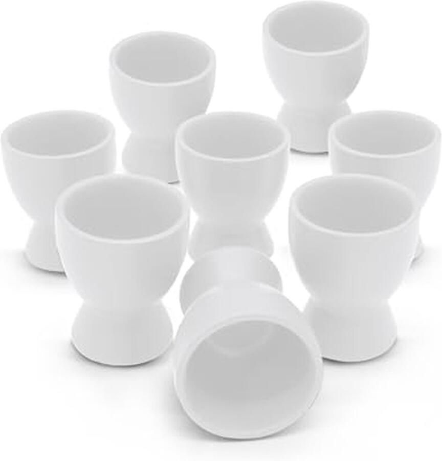 Eierdopjes Set Keramische Houder Stijlvol Ontbijten Klassiek Design 8 Stuks Mat Wit