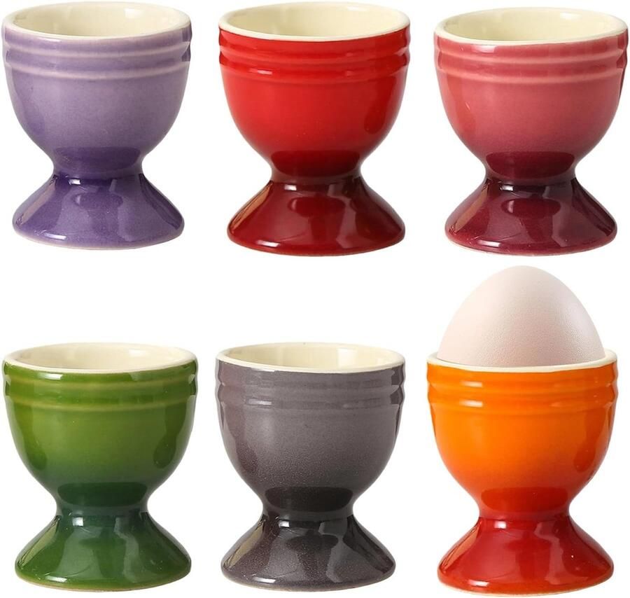 Eierdopjes Set Keramische Houders Ontbijt Tafel Dekken Vaatwasmachinebestendig Ø 5 x 6 cm Kleurrijk Set