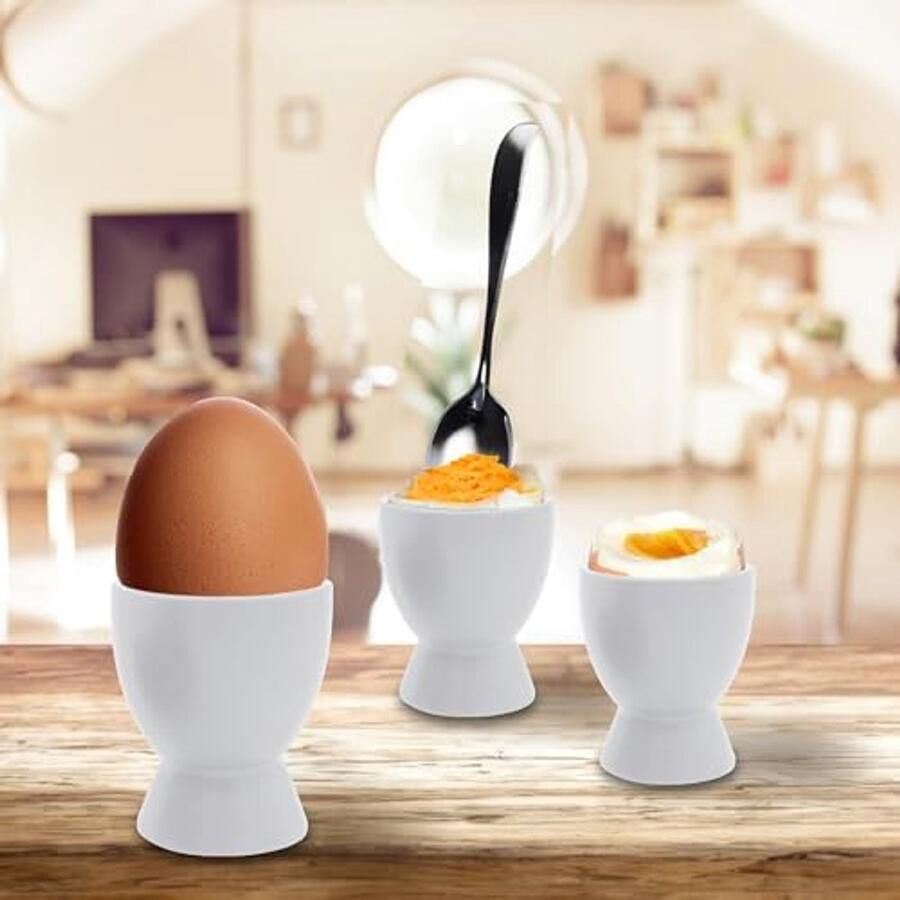 Eierdopjes Set Keramische Houders Stijlvol Ontbijten Klassiek Design 8 Stuks Mat Wit
