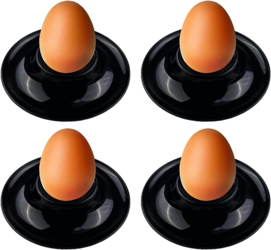 Eierdopjes Set Kleine Bekers Ontbijt Tafel Vaatwasserbestendig 4 Stuks Zwart