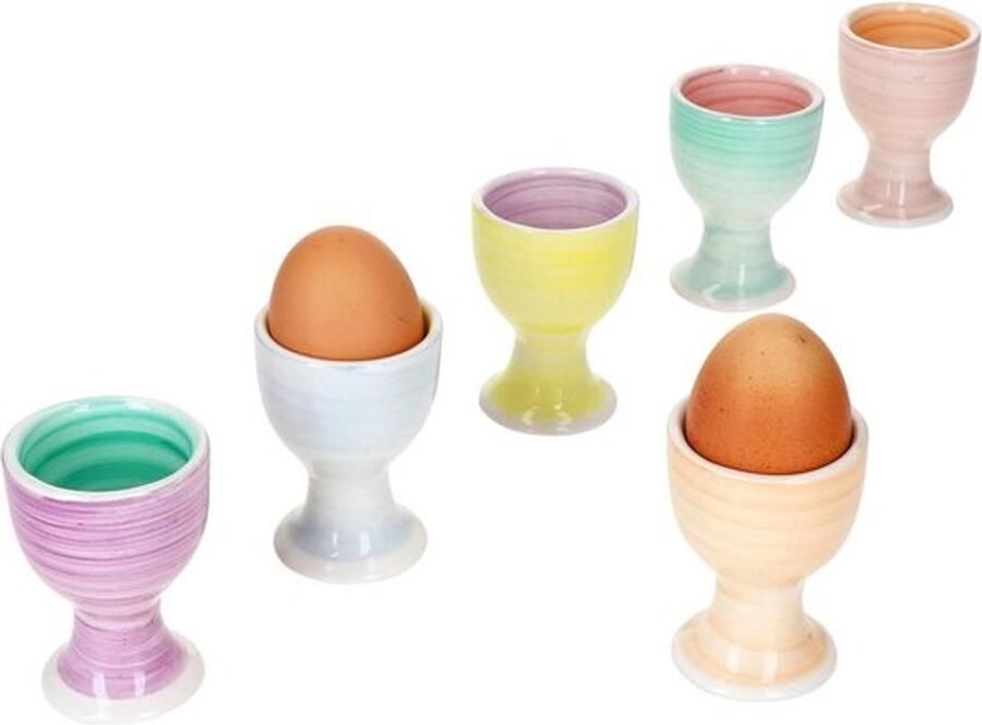 Eierdopjes Set Kleurrijke Houders Ontbijt Brunch Uniek Decor 6 Stuks Pastelkleuren