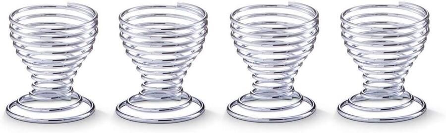 Eierdopjes Set Kookgerei Ontbijt Serveren Praktische Set 4 Stuks Zilver