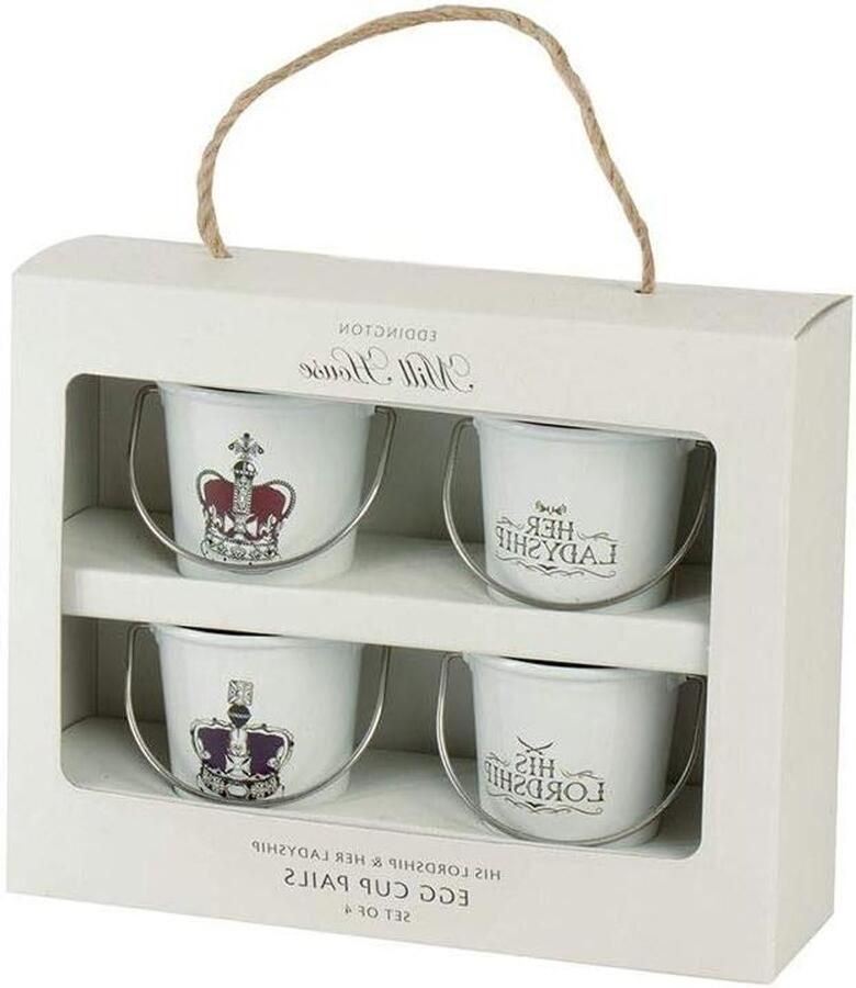 Eierdopjes Set Kopjes Houder Ontbijt Serveren Miniatuur Pail Ontwerp 4 Stuks Metaal