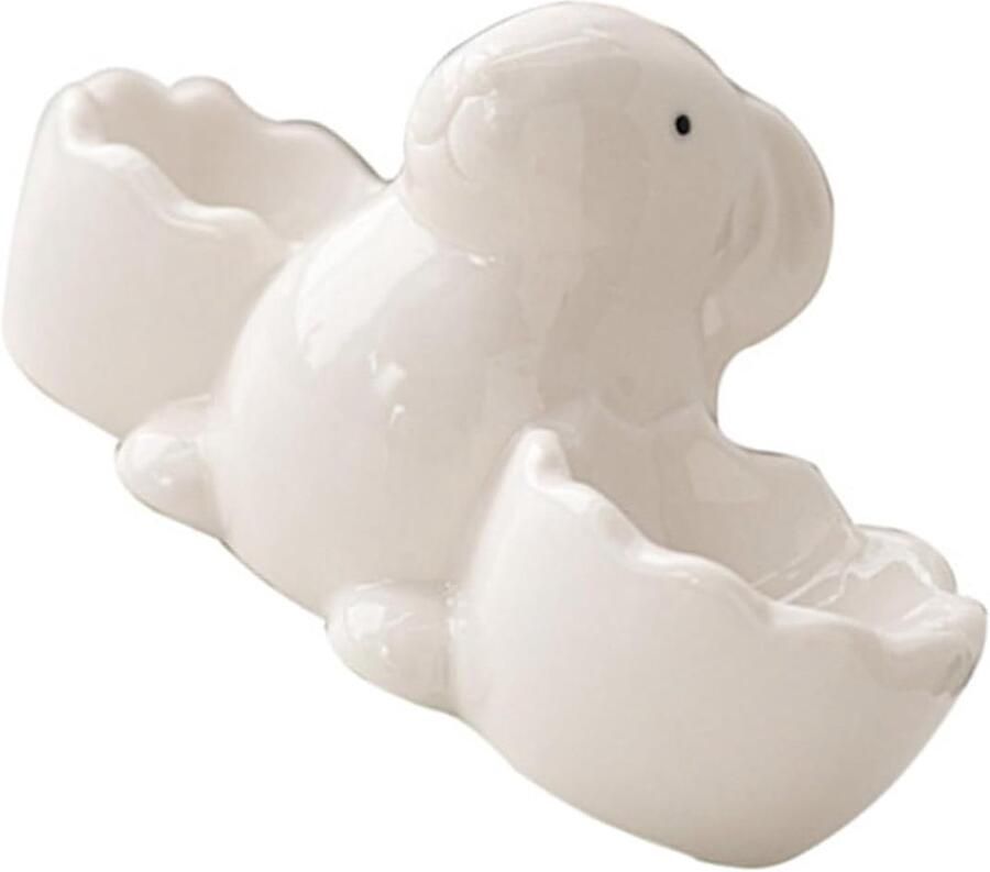 Eierdopjes Set Kopjes Houder Ontbijt Tafel Decoratie Handgemaakte Keramiek 14 x 7.5 cm Wit Roze