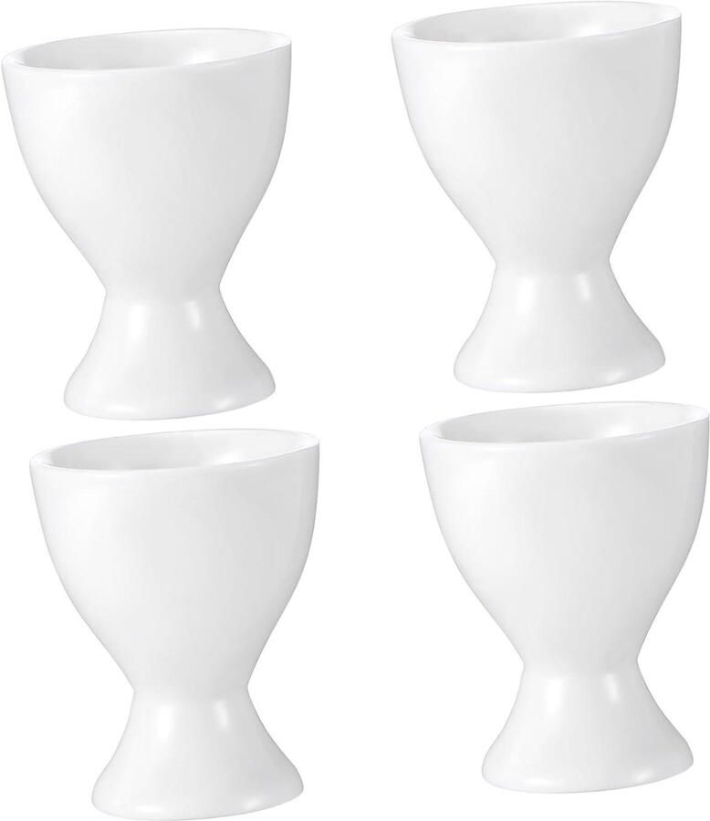 Eierdopjes Set Kopjes voor Eieren Ontbijt Serveren Chique Keramiek 4 Stuks Wit