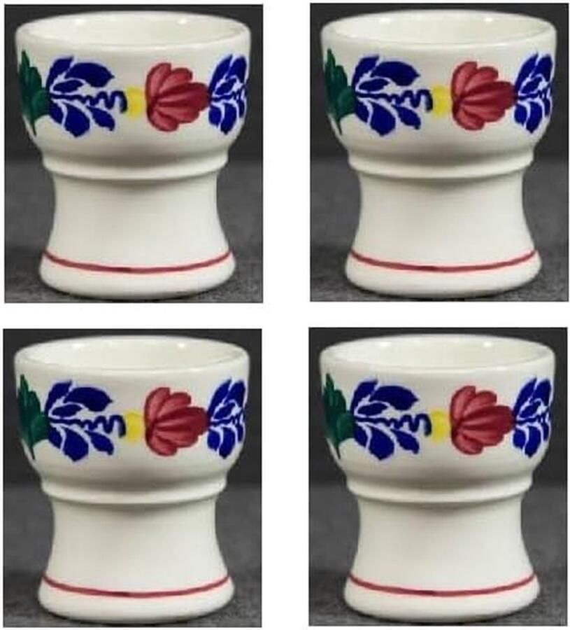 Eierdopjes Set Kopjes voor Eieren Ontbijt Tafeldekken Traditioneel Decor 4 Stuks Multicolour