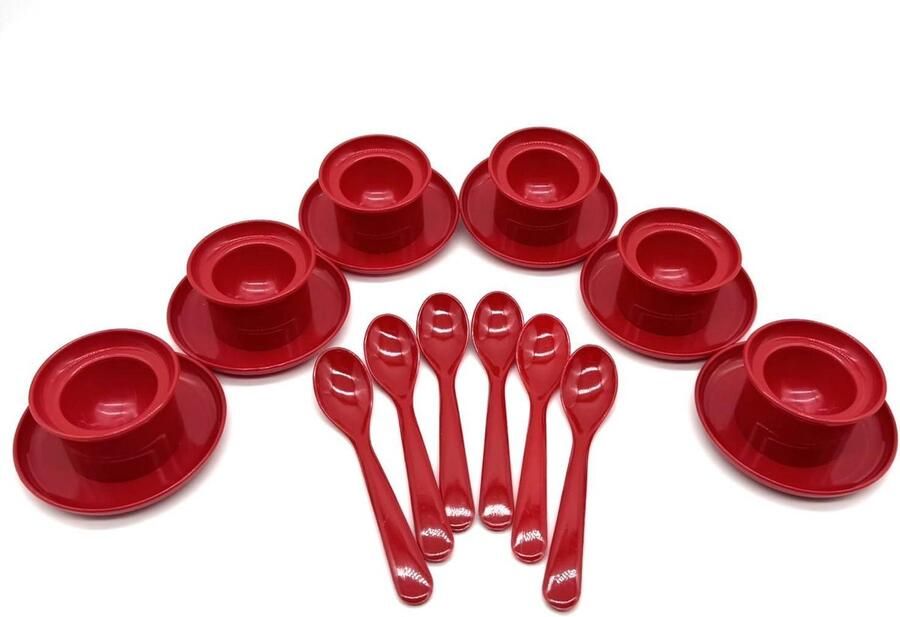 Eierdopjes Set Kunststof Serveerdopjes Ontbijt Genieten Onbreekbaar Stapelbaar 150 Gram Rood