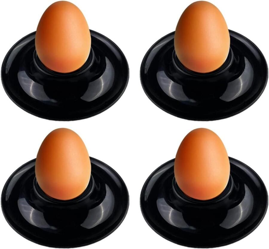 Eierdopjes Set Ontbijt houders Eieren Serveren Magnetron Vaatwasserbestendig 4 Stuks Zwart