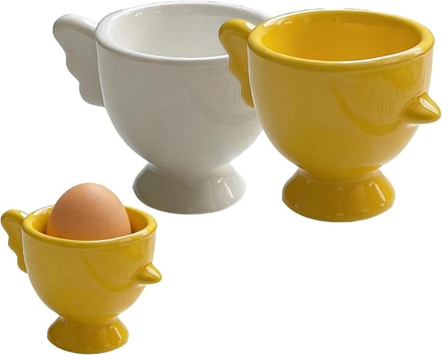 Eierdopjes Set Servies Decoratie Ontbijt Presentatie Keramisch Materiaal 2 Stuks Multicolor