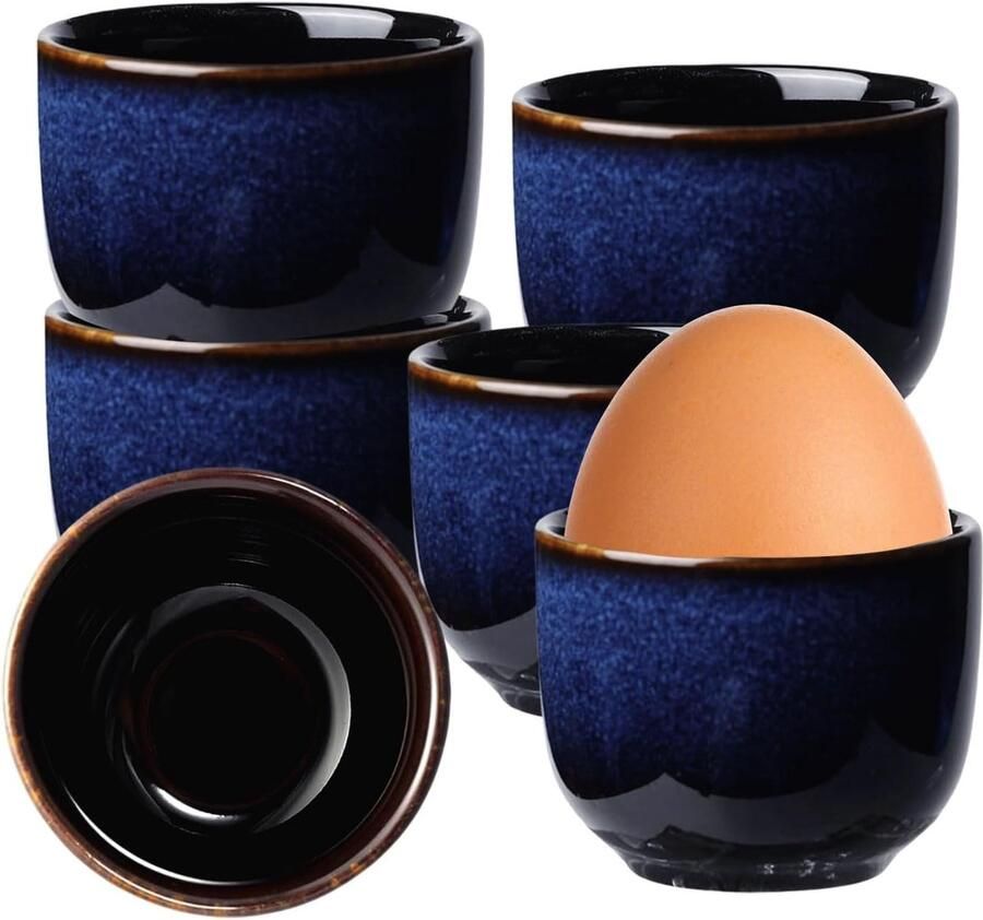 Eierdopjes Set Voor Gekookte Eieren Ontbijt en Brunch Duurzaam Keramiek 6 Stuks