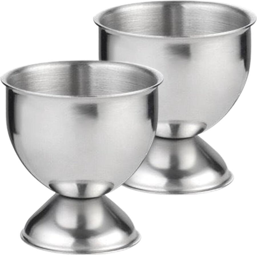Eierdopjes Set Zachtgekookte Houder Ontbijt Serveren Roestvrij Staal 10.49 x 10.49 x 5 cm Zilver