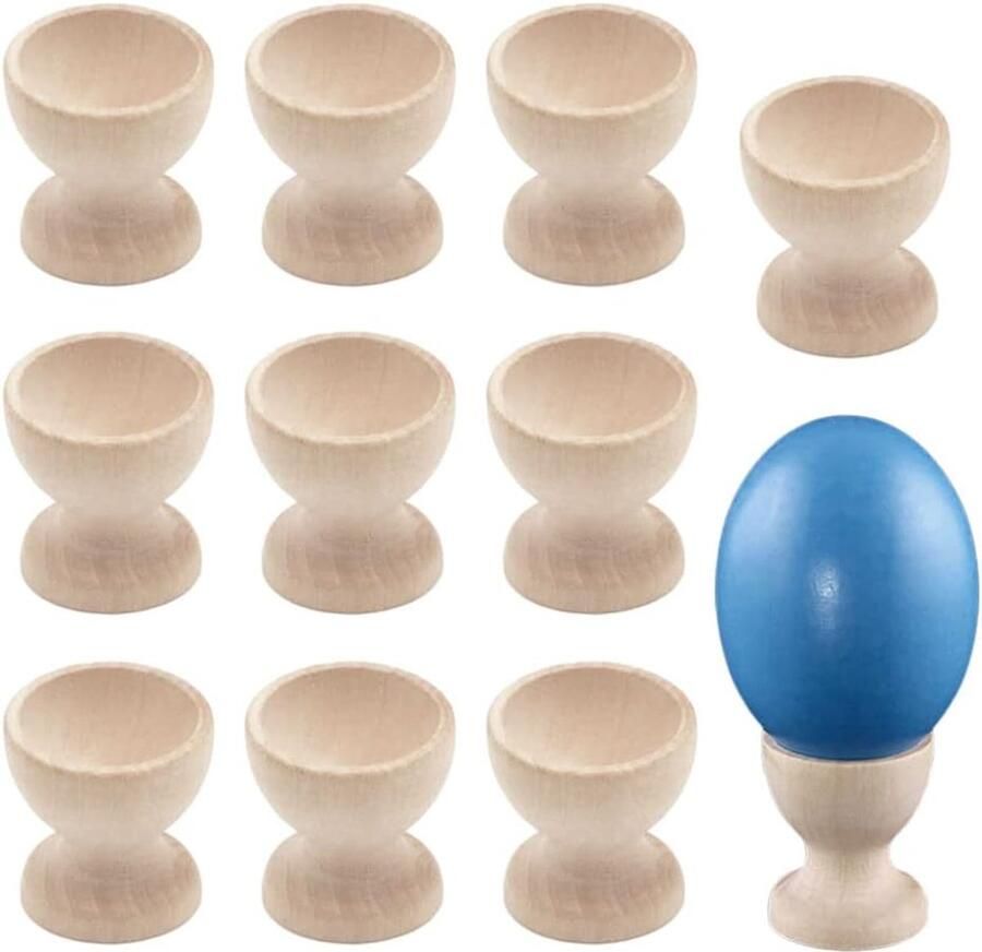 Eierdopjes van hout 10 stuks eierdopjes om te beschilderen eierkoker houten eierhouder set eierhouders om te beschilderen decoreren
