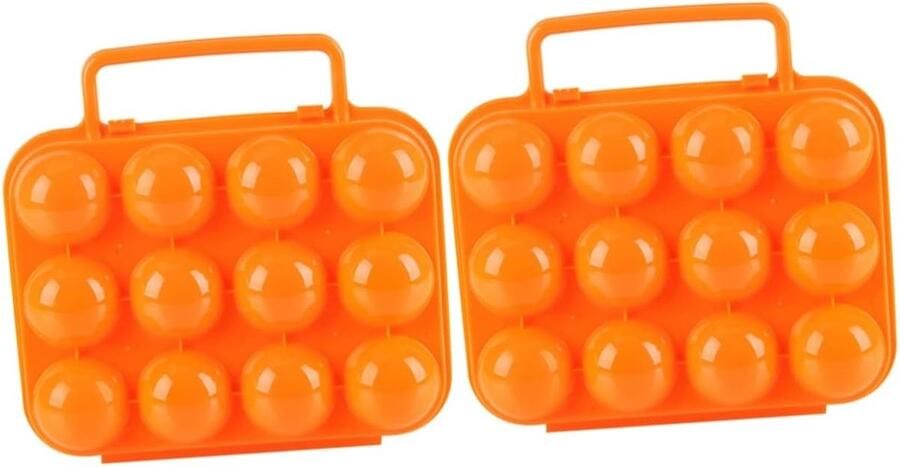 Eierdozen Eierhouder Eiercontainer Kamperen en Picknicken Opvouwbaar met Handvat Voor 12 Eieren Oranje