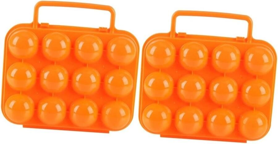 Eierdozen Opvouwbaar Eierhouder Camping Eieren Transport Met Handvat Deksel Voor 12 Eieren Oranje
