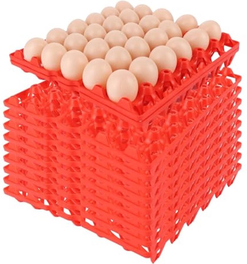 Eierdozen Plastic Eieropslag Bakken Eieren Bewaren Stapelbaar Ontwerp 30 Eieren Per Stuk Rood