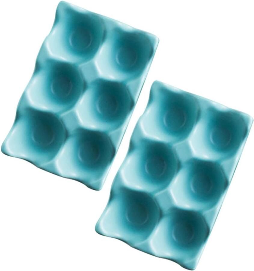 Eierdozen Set Eierhouders Opslag Keuken Organisatie Stapelbaar Ontwerp 6 Eieren Blauw