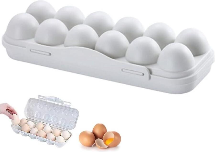 Eierdrager Container Doos Met Deksel Verse Opslag 12 Rooster Ontwerp 30 x 11 x 6.5 cm