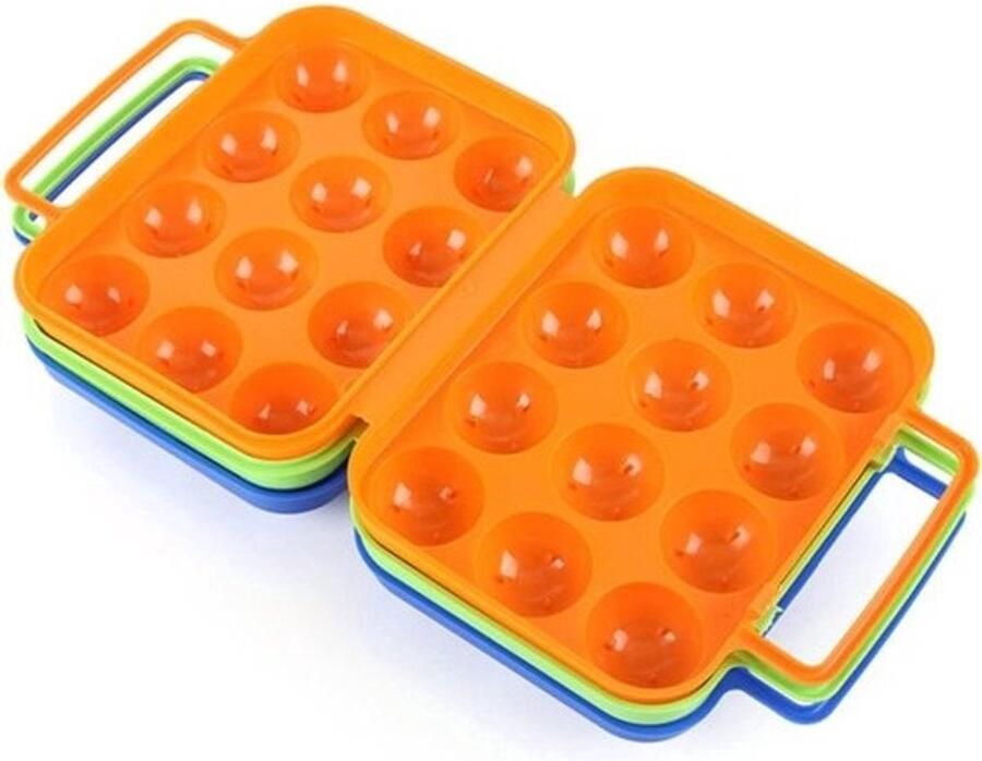 Eierdrager Houder Eierdoos Opbergdoos Kamperen Picknicken Opvouwbaar Met Handvat Voor 12 Eieren Blauw
