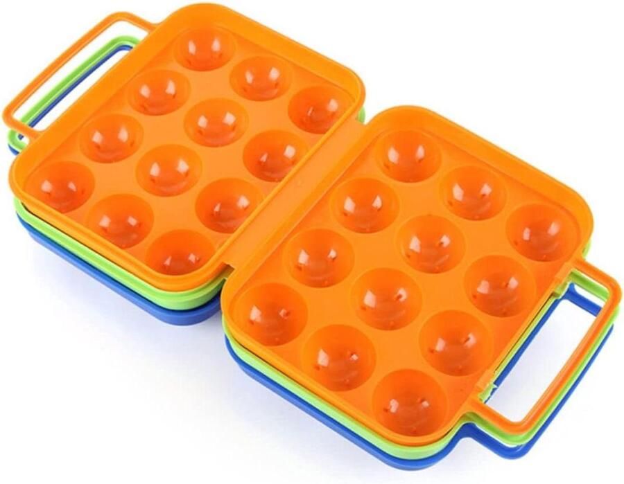 Eierdrager Houder Eierdoos Opbergdoos Kamperen Picknicken Opvouwbaar Met Handvat Voor 12 Eieren Blauw