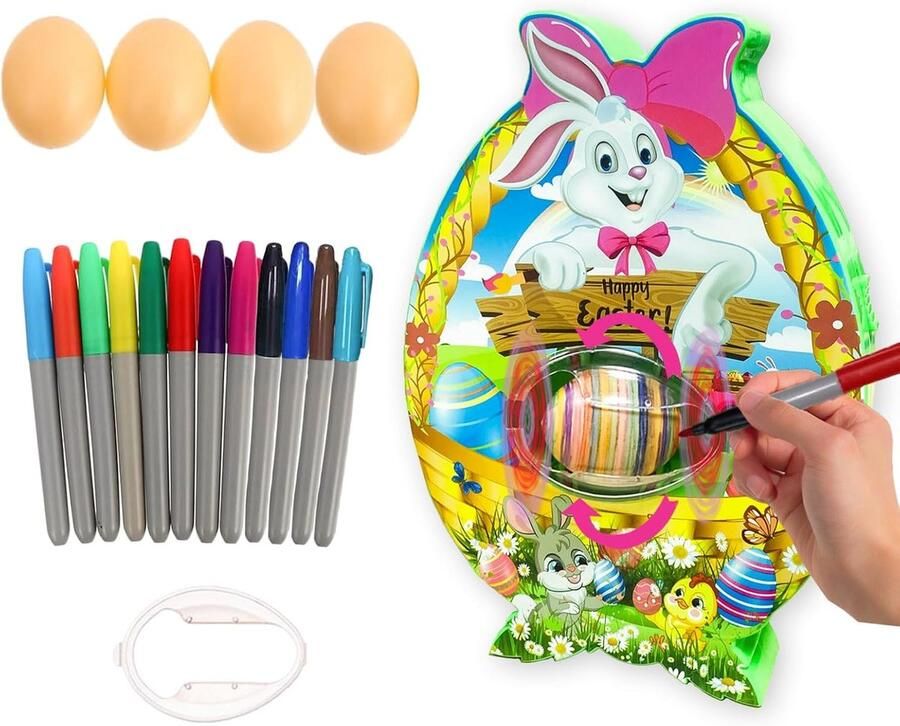 Eieren beschilderen machine met 8 kleurrijke markers Doe-het-zelf decoratieset voor paaseieren