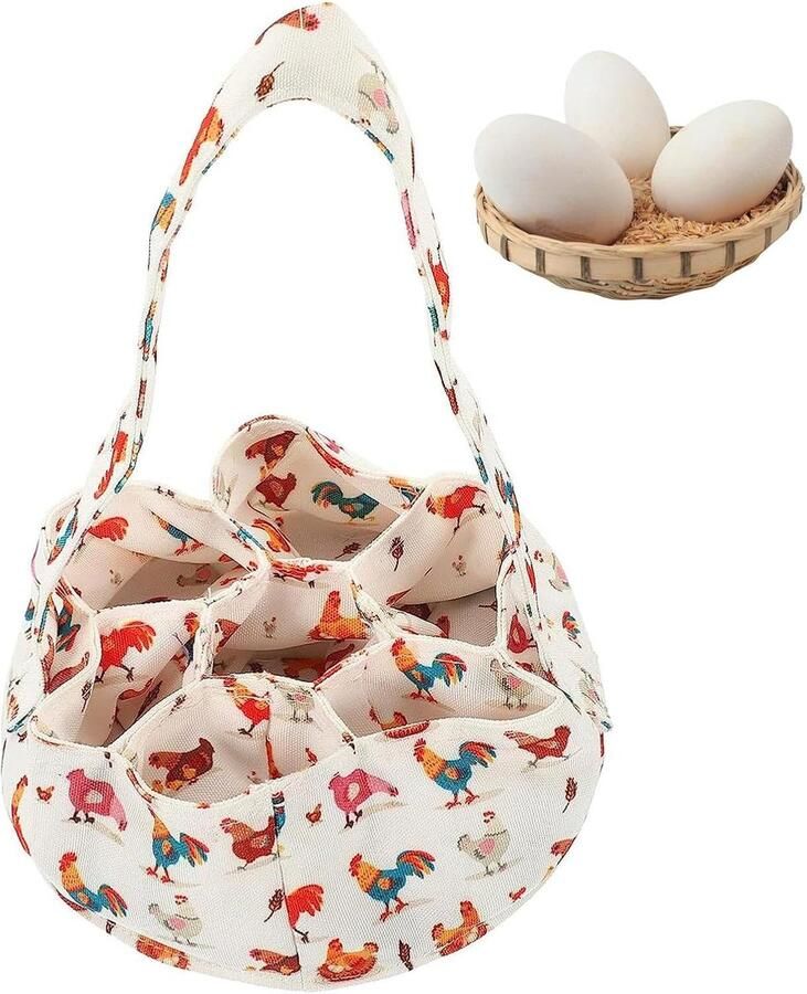 Eieren Verzamelmand Opbergmand Canvas Verse Eieren Vervoeren 7 Vakken Ontwerp 21x8cm Willekeurig Patroon